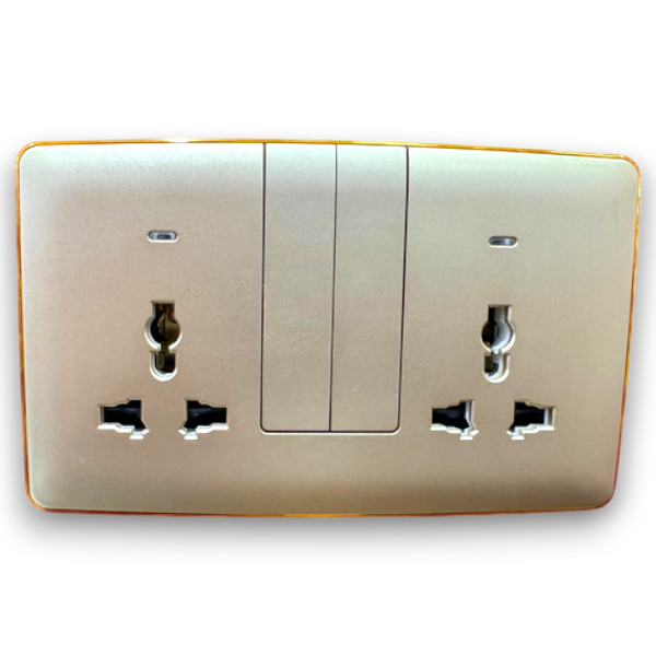 Double multi 13A switched socket with neon(big button)
